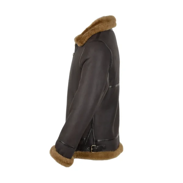 Mens B3 Shearling Dark Brown Leather Jacket