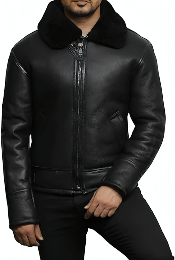 Mens B7 Aviator Bomber Shearling Leather Jacket