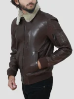Mens Bomber Shearling Leather Jacket
