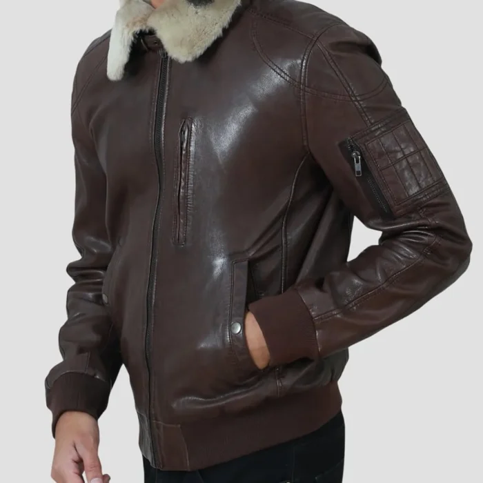 Mens Bomber Shearling Leather Jacket