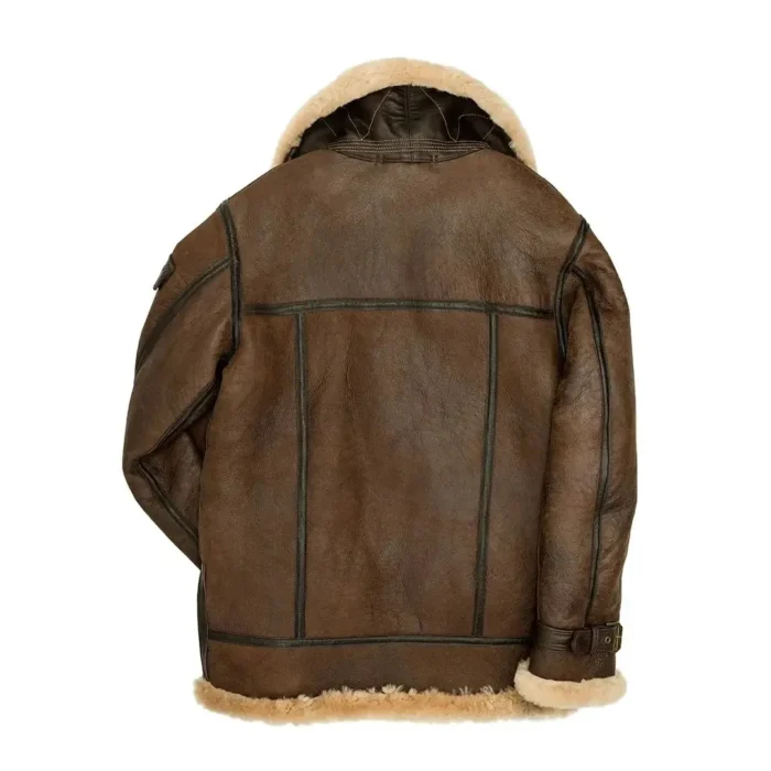 Mens Brown B3 Flying Aviator Shearling Sheepskin Jacket