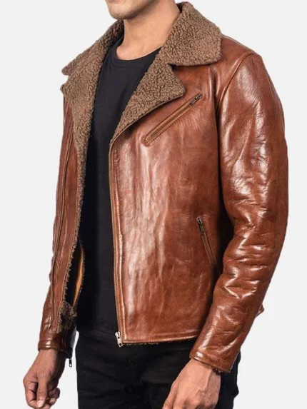 Mens Brown Sheepskin Leather Jacket