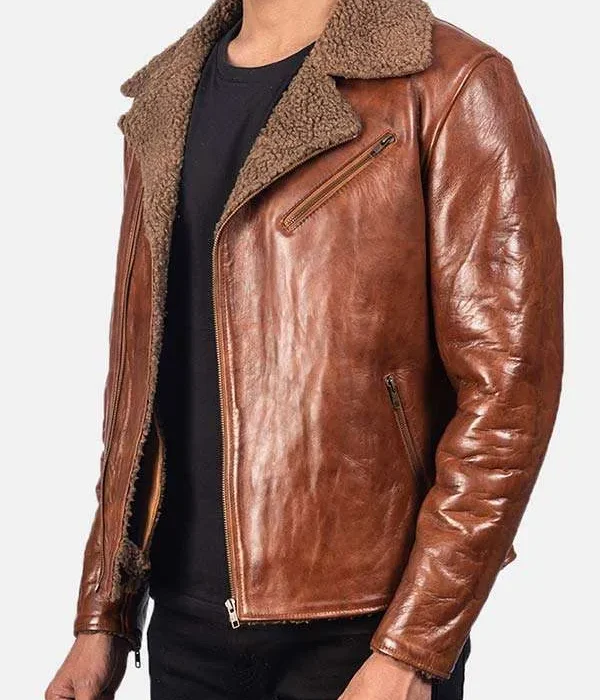 Mens Brown Sheepskin Leather Jacket