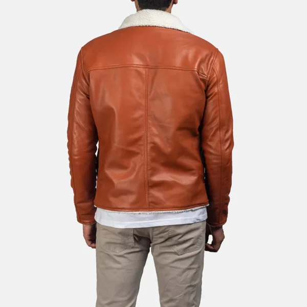 Mens Dan Frost Tan Shearling Fur Leather Jacket