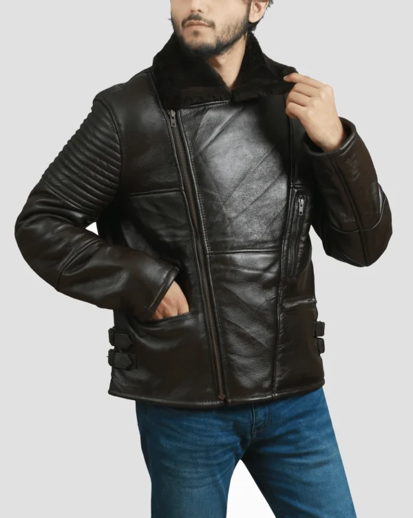 Mens RAF Shearling Sheepskin Leather Jacket