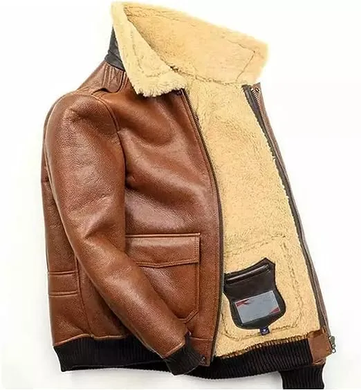Mens Retro B3 Bomber Brown SF Leather Jacket