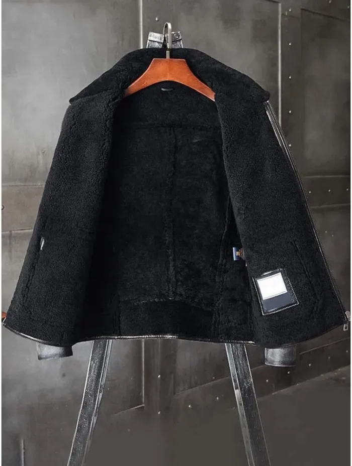 Mens Shearling Fur G1 Bomber Leather Jacket