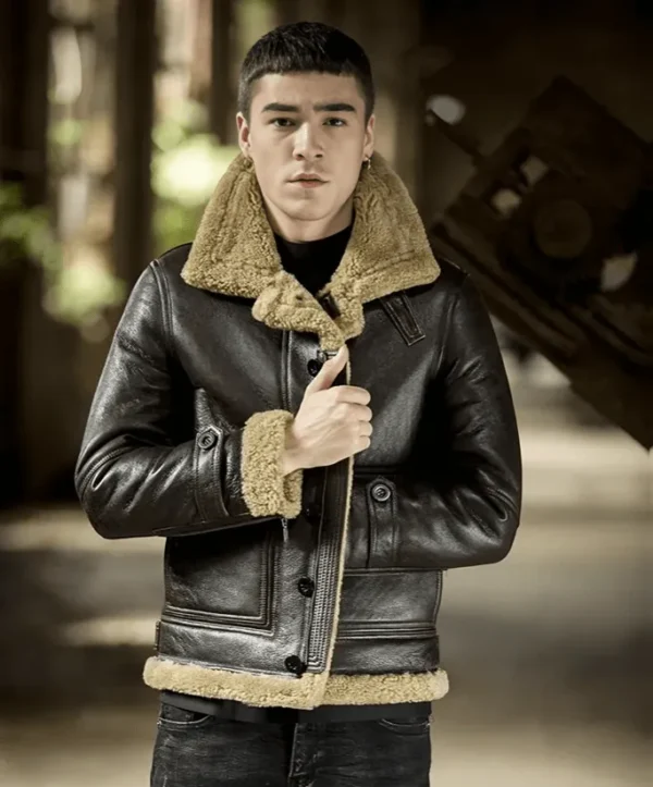 Men’s Shearling Lambskin Brown Leather Jacket