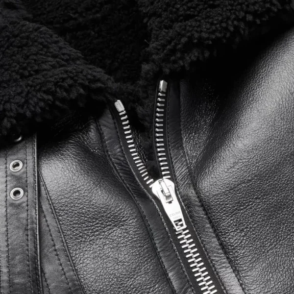 Mens Sheepskin Shearling Fur Bomber Leather Jacket