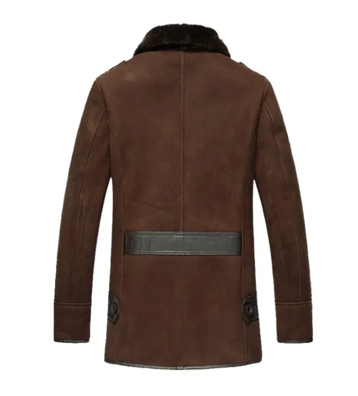 Men’s Sheepskin Shearling Fur Brown Leather Coat
