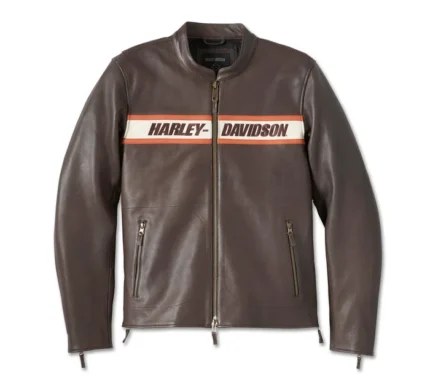 H-D Mens Victory Lane II Brown Leather Jacket