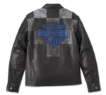 Harley Davidson Mens Blue Steel Black Leather Jacket