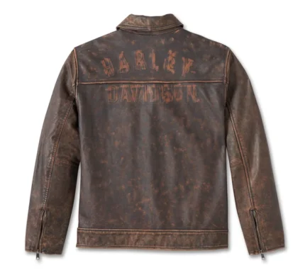 Harley Davidson Mens Distressed Leather Brown Jacket