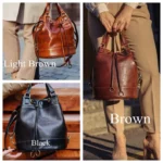 Sleek Brown Leather Handbag for Womens