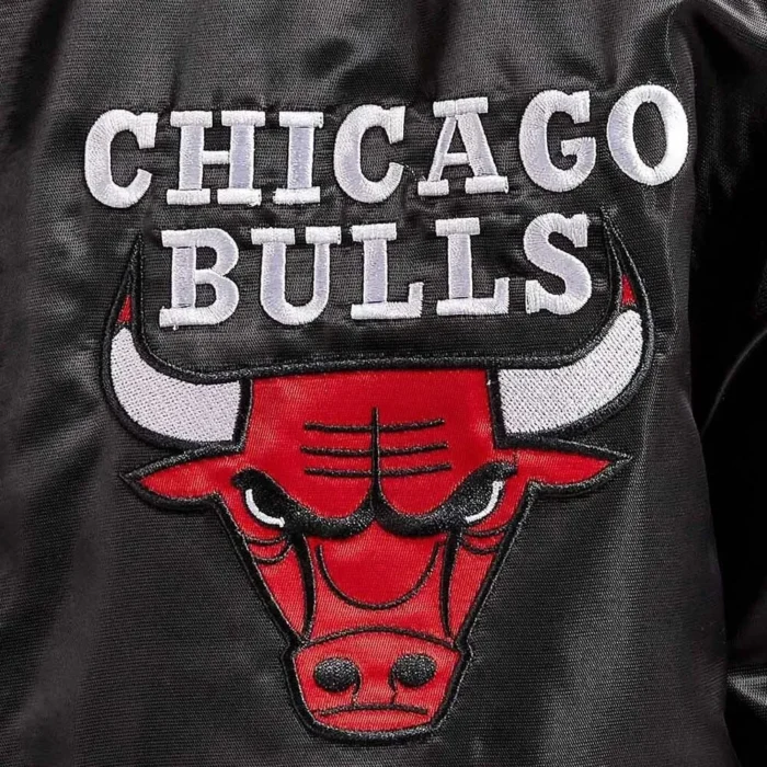 Chicago Bulls Black Satin Varsity Jackets