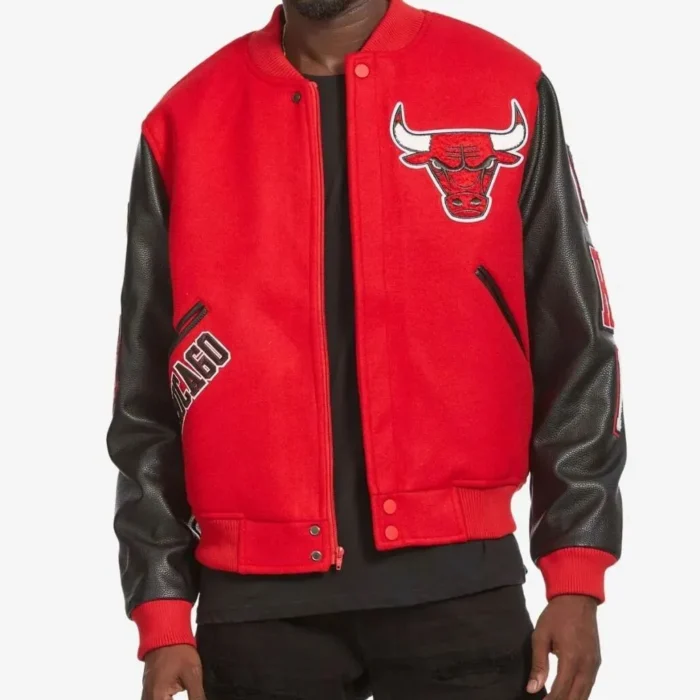 Chicago Bulls Black and Red Wool Varsity Jacket