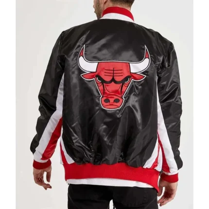 Chicago Bulls Full-Snap Starter Satin Varsity Black Jacket