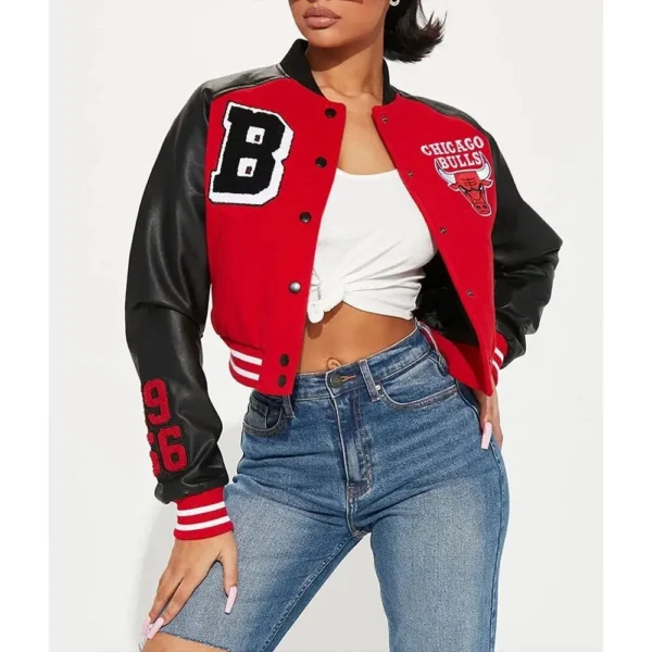 Chicago Bulls Womens Cropped Varsity Jacket