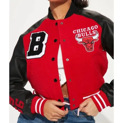Chicago Bulls Womens Varsity Cropped Jackets