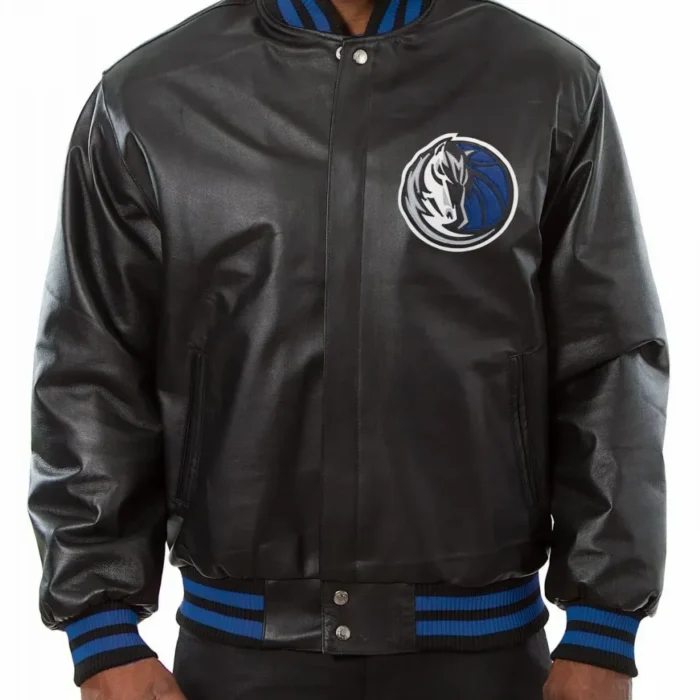 Dallas Mavericks Black Varsity Leather Jacket