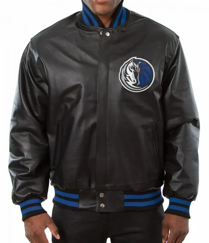 Dallas Mavericks Black Varsity Leather Jacket