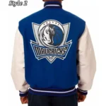 Dallas Mavericks NBA Blue and White Varsity Jacket