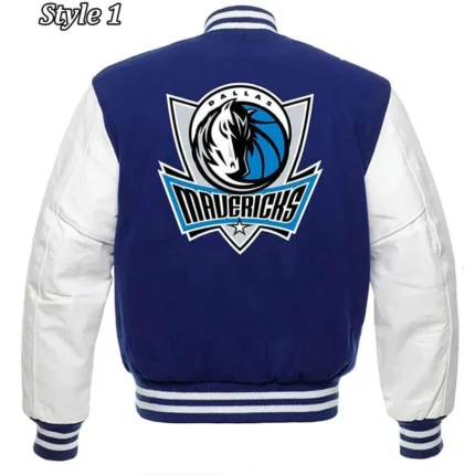 Dallas Mavericks NBA Blue and White Varsity Letterman Jacket