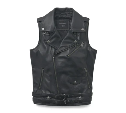 Harley Davidson Womens Pierce Black Leather Vest