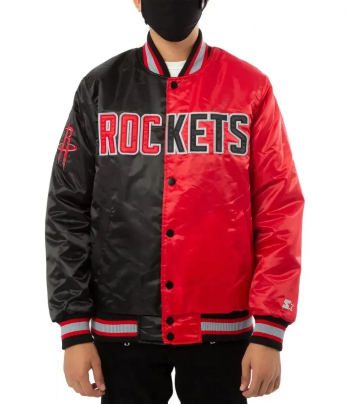 Houston Rockets Red and Black Starter Bomber Jacket