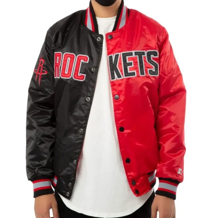 Houston Rockets Red and Black Starter Jacket