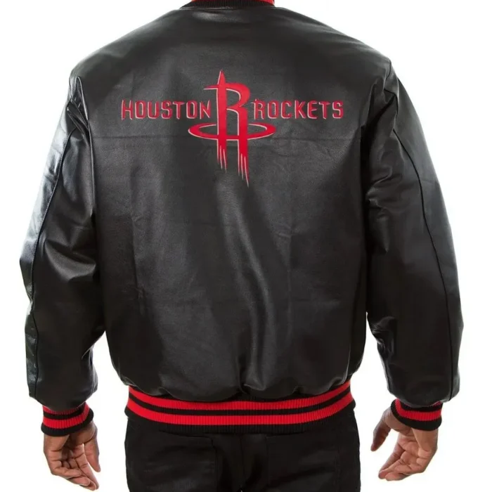 Houston Rockets Varsity Leather Black Letterman Jacket