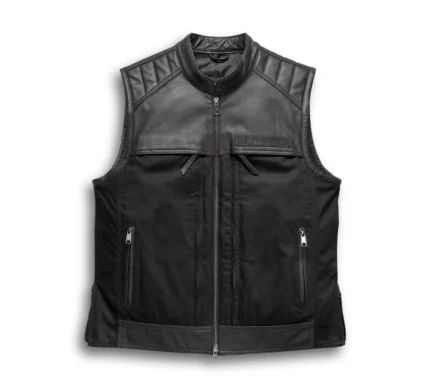 Mens Harley Davidson Black Leather Vest