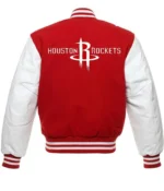 NBA Houston Rockets Red and White Letterman Jackets