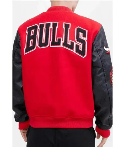 NBA Logo Chicago Bulls Red and Black Jacket For Mens And Womens