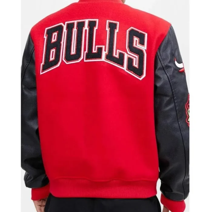 NBA Logo Chicago Bulls Red and Black Jacket For Mens And Womens