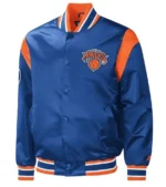 NY Knicks Force Play Varsity Blue Satin Jacket