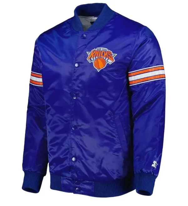 NY Knicks Pick & Roll Blue Satin Jacket