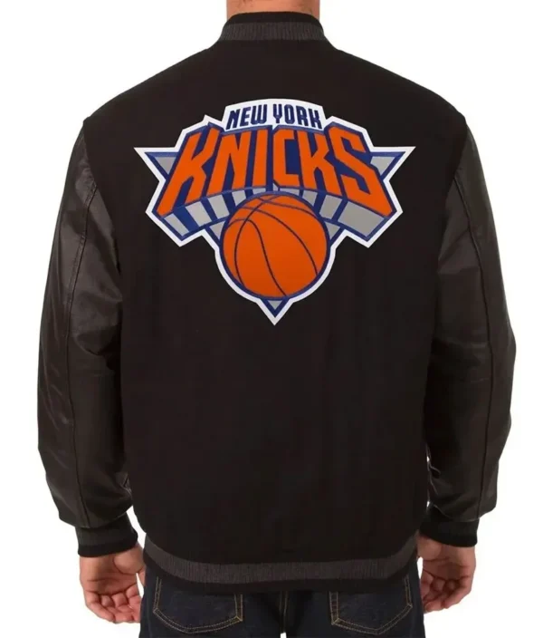 New York Knicks Black Embroidered Varsity Full-Snap Jacket