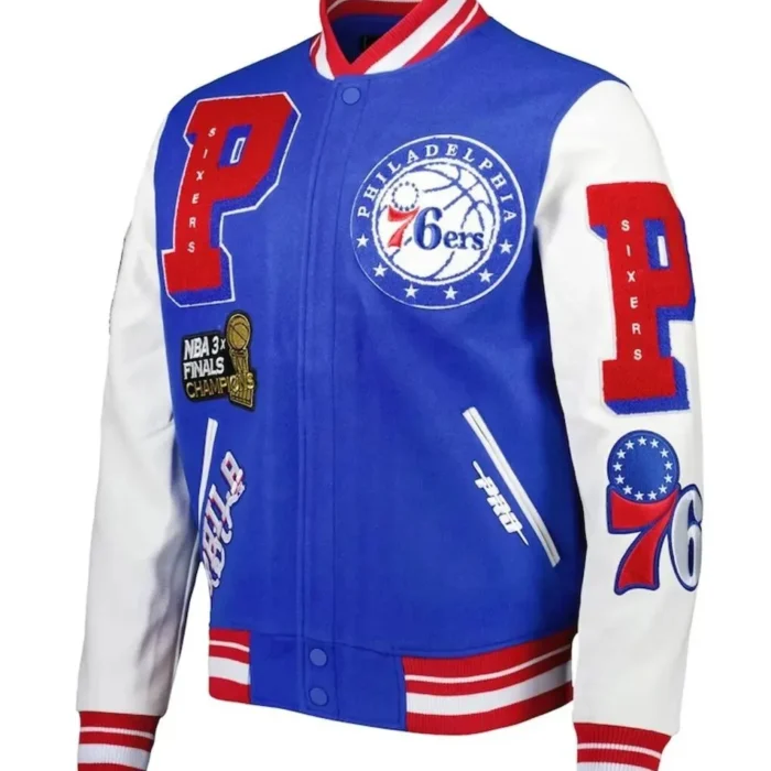 Royal Mash Up Philadelphia 76ers NBA Final Champions Full-Zip Varsity Jacket