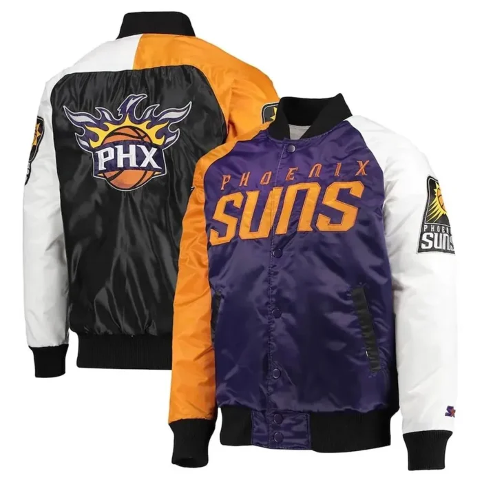 Starter Phoenix Suns Remix Full-Snap Varsity Satin Tricolor Jacket