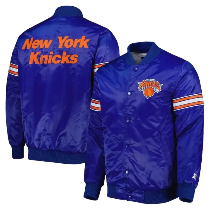 Starter Pick & Roll New York Knicks Satin Blue Full-Snap Jacket