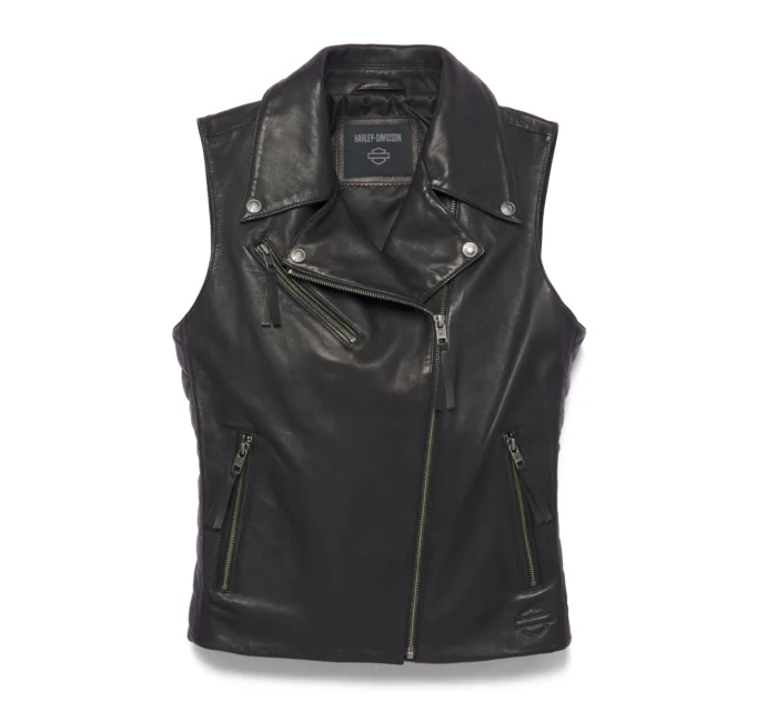 Womens Harley Davidson Black Leather Vest