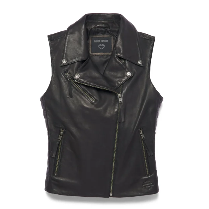 Womens Harley Davidson Black Leather Vest