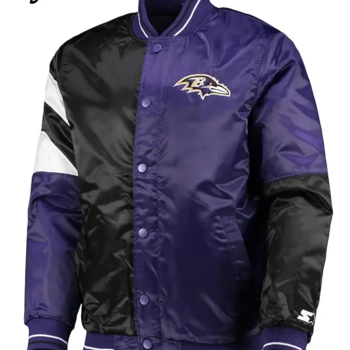 Baltimore Ravens Full-Snap Varsity Satin Jacket