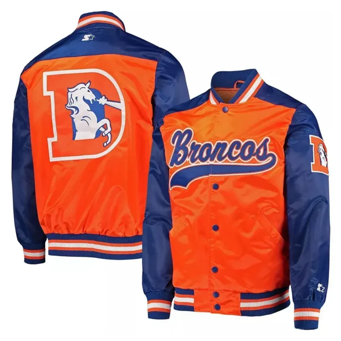 Denver Broncos Blue and Orange Satin Jacket