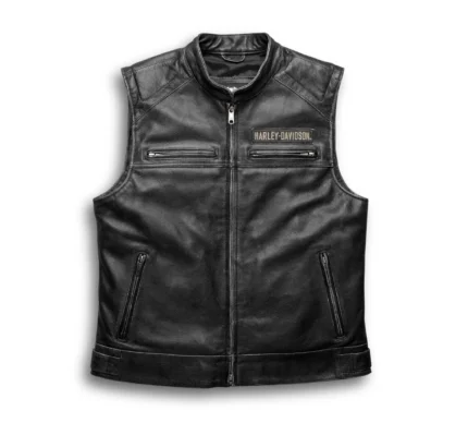 Harley Davidson Mens Passing Link Leather Vest