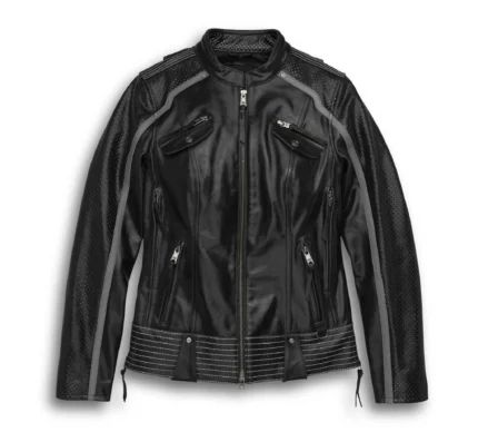 Harley Davidson Womens Hairpin Black Leather Jacket