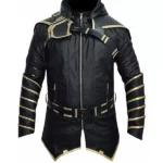 Hawkeye Avengers Endgame Jeremy Renner Black Leather Hooded Jacket