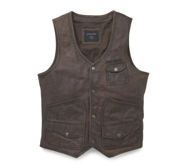 Mens Harley Davidson Bremen Brown Leather Vest