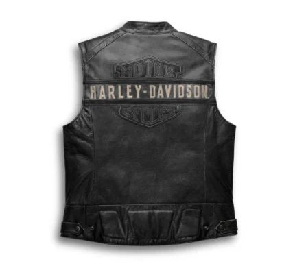 Mens Harley Davidson Passing Link Leather Vest